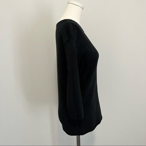 Aritzia Wilfred Black Blanchard Sweater Ribbed Knit Silk Cotton Cashmere Blend - Picture 9 of 15